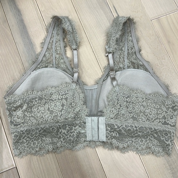 Aerie Women's L Taupe Beige Lace Floral   Bra Wireless Bralette - Picture 3 of 5